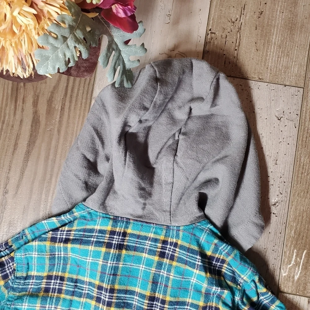 Carter's Toddler Boy Hooded Button Down Cotton Flannel Shirt Top Size 3T EUC
